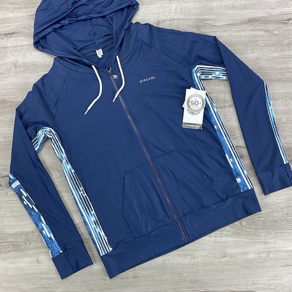 ☀️RIP CURL☀️ WOMENS LONG SLEEVE ZIP SURF HOOD RASH GUARD - Picture 6 of 10